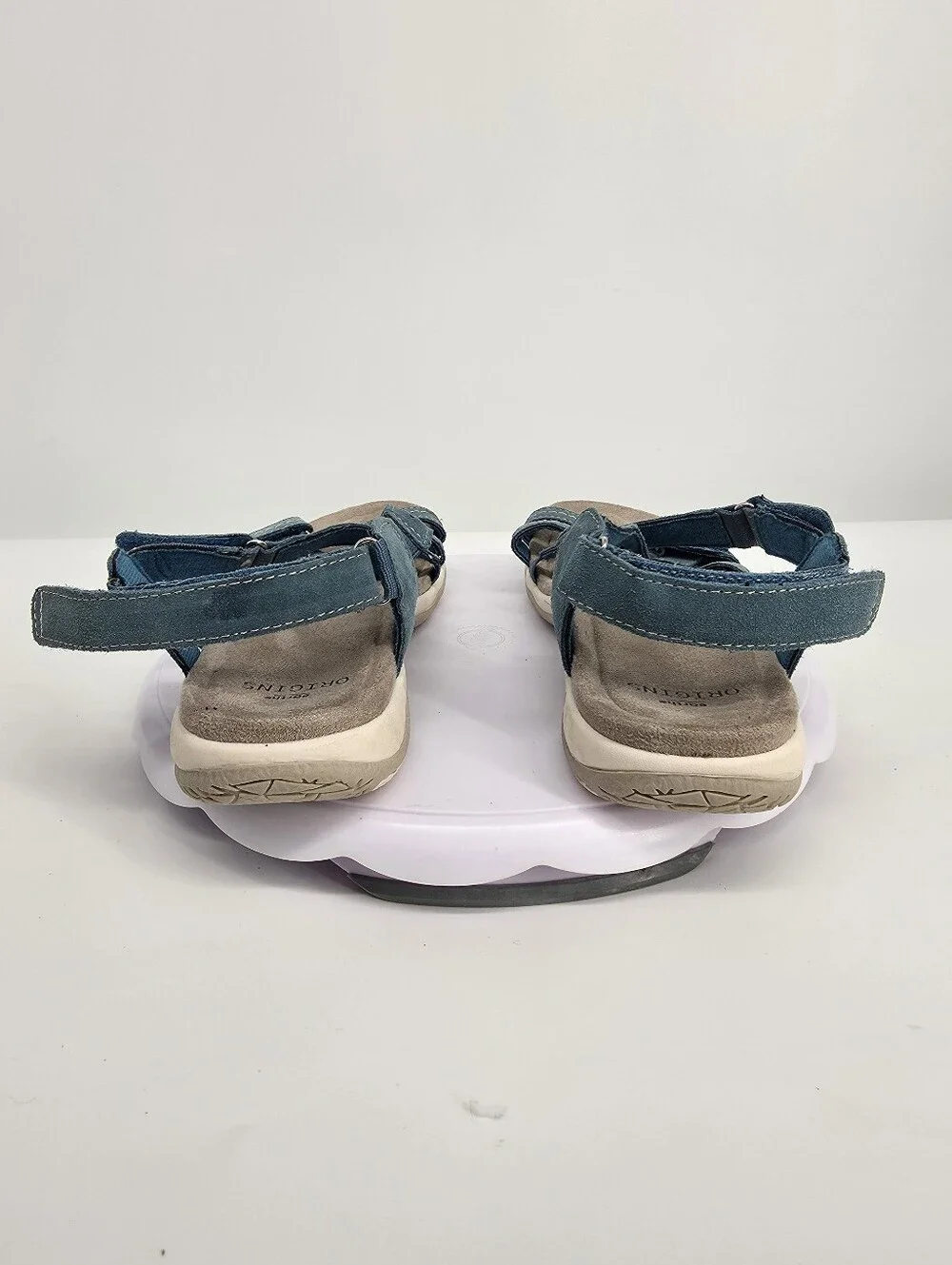 Earth Origins Sammie Teal Suede Strappy Comfort Sandals Women's 9 W Wide Shoes